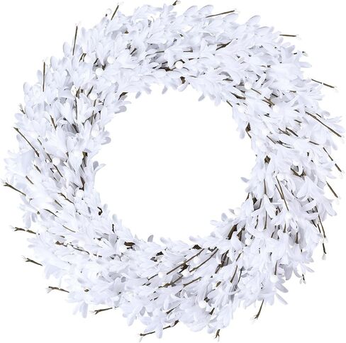 20 '' Forsythia Wreath Spring Spring Summer Fall With Winter Breatts for Bride Bate with Berries Silk Oree Wreath for Porch Farmhouse Patio Garden Window Decord Outdoor Home Decor (الأصفر) in Kuwait