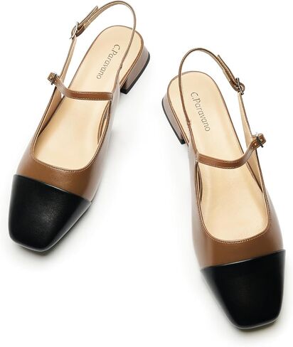 C. Paravano Women's Slingback Sandals, Mary Jane Style Flats with Adjustable Ankle Straps & Square Toe, Stylish Comfortable Casual Shoes in Saudi Arabia