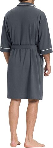 SIORO Men’s Waffle Knit Robe with Shawl Collar, Short Lightweight Bathrobe with Pockets, Perfect for Spa, Summer & Shower in Kuwait