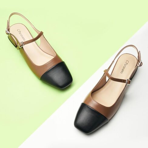 C. Paravano Women's Slingback Sandals, Mary Jane Style Flats with Adjustable Ankle Straps & Square Toe, Stylish Comfortable Casual Shoes in Saudi Arabia