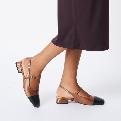 C. Paravano Women's Slingback Sandals, Mary Jane Style Flats with Adjustable Ankle Straps & Square Toe, Stylish Comfortable Casual Shoes in Saudi Arabia