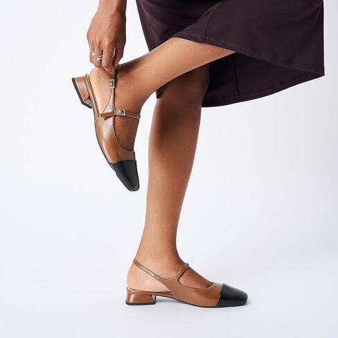 C. Paravano Women's Slingback Sandals, Mary Jane Style Flats with Adjustable Ankle Straps & Square Toe, Stylish Comfortable Casual Shoes in Saudi Arabia