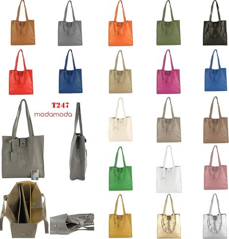 T247 - Ital. leather shopper with removable inner pocket in Saudi Arabia