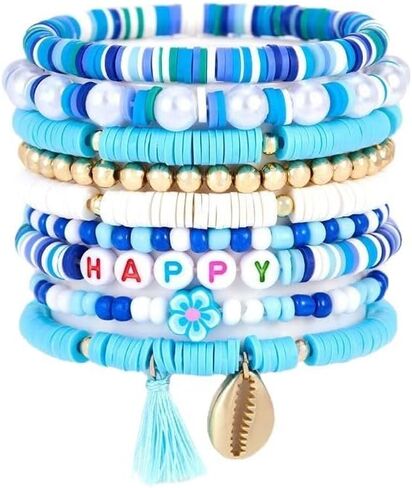 4th of July Beaded Bracelets for Women, Red White Blue Stretch Stackable Patriotic Friendship Bracelets, Independence Day Gifts in Saudi Arabia