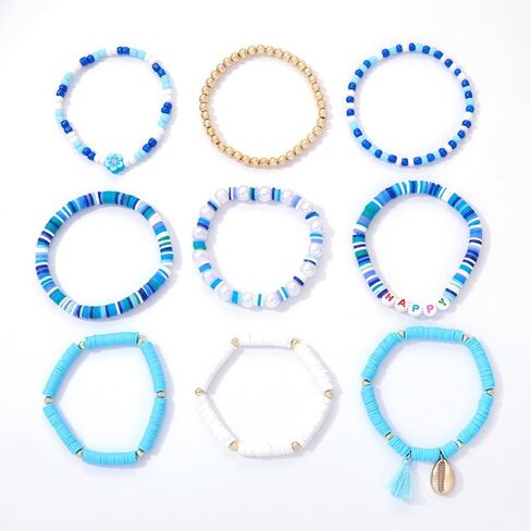 4th of July Beaded Bracelets for Women, Red White Blue Stretch Stackable Patriotic Friendship Bracelets, Independence Day Gifts in Saudi Arabia