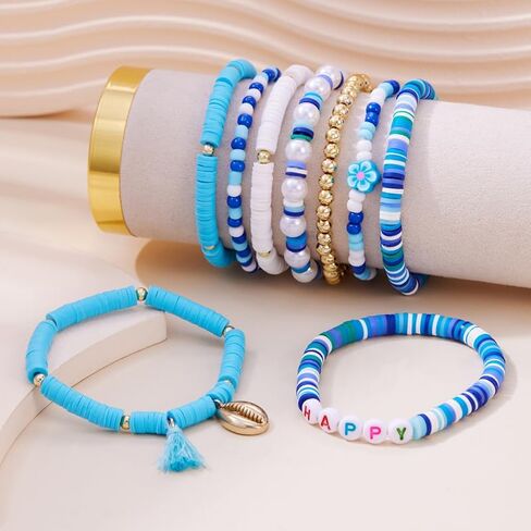4th of July Beaded Bracelets for Women, Red White Blue Stretch Stackable Patriotic Friendship Bracelets, Independence Day Gifts in Saudi Arabia