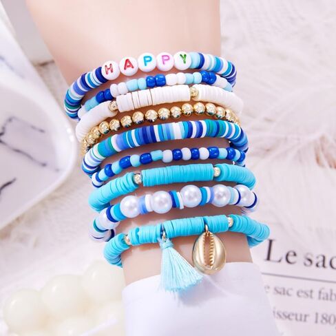 4th of July Beaded Bracelets for Women, Red White Blue Stretch Stackable Patriotic Friendship Bracelets, Independence Day Gifts in Saudi Arabia