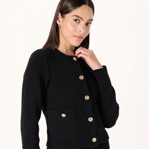 The Drop Women's Plus Size Janice Gold Button Fitted Sweater Cardigan in Kuwait