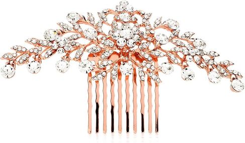 Mariell Vintage Rose Gold Bridal Hair Comb Simulated Pearl Crystal Wedding Hair Accessories in Saudi Arabia