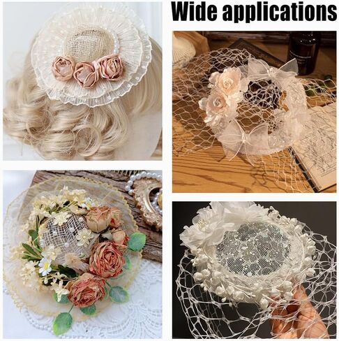AHANDMAKER Teardrop Fascinator Hat Base, Linen Mesh Millinery Base Cocktail Hat Saucer Sinamay Base for DIY Wedding Party Hat in Saudi Arabia
