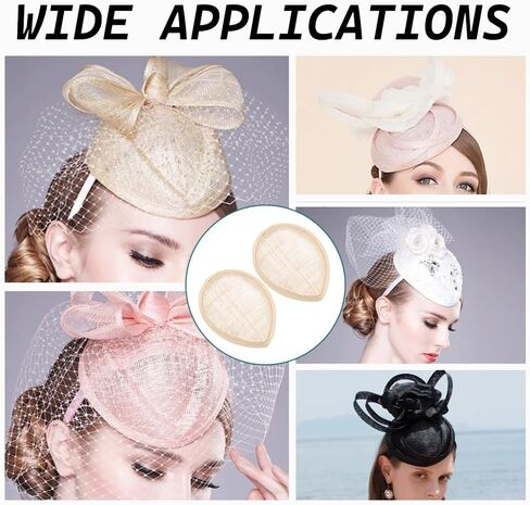 AHANDMAKER Teardrop Fascinator Hat Base, Linen Mesh Millinery Base Cocktail Hat Saucer Sinamay Base for DIY Wedding Party Hat in Saudi Arabia