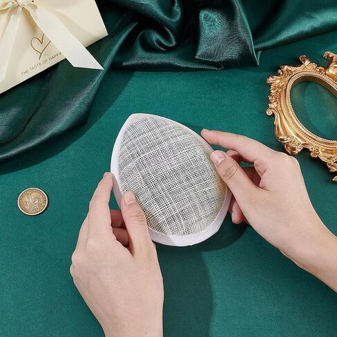 AHANDMAKER Teardrop Fascinator Hat Base, Linen Mesh Millinery Base Cocktail Hat Saucer Sinamay Base for DIY Wedding Party Hat in Saudi Arabia