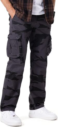 Men's Cargo Pants Cotton Ripstop Outdoor Casual Hiking Work Pants with Multi Pockets(No Belt) in Kuwait