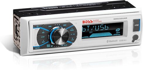 بوس اوديو MR762BRGB Marine Stereo – مدخل واحد، صوت بلوتوث، CD/USB/SD/MP3، مدخل Aux، راديو AM/FM، مقاوم للطقس، لوحة أمامية قابلة للفصل، إضاءة متعددة الألوان، جهاز تحكم لاسلكي in Saudi Arabia