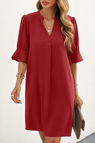 JOCAFIYE Womens Dresses Summer 2026 V-Neck Short Sleeve Dress Shift Dress in Saudi Arabia