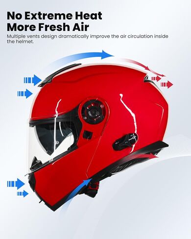 ILM Bluetooth Motorcycle Modular Helmet 2-3 Riders Intercom Flip up Full Face Helmet with Dual Visor DOT Model 159BT (MatteBlack, L) in Kuwait