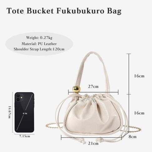 Drawstring Bucket Bag for Women - PU Leather Tote Handbag - Waterproof Crossbody Shoulder Satchel in Saudi Arabia