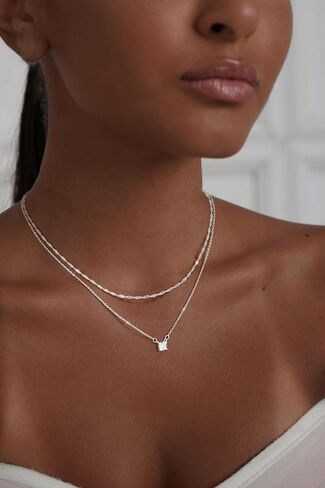 Gold Necklace for Women 14K Gold/Silver Plated Choker Diamond Necklace Set for Women Simple Dainty CZ Gold Chain Trendy Jewelry Accessories in Saudi Arabia