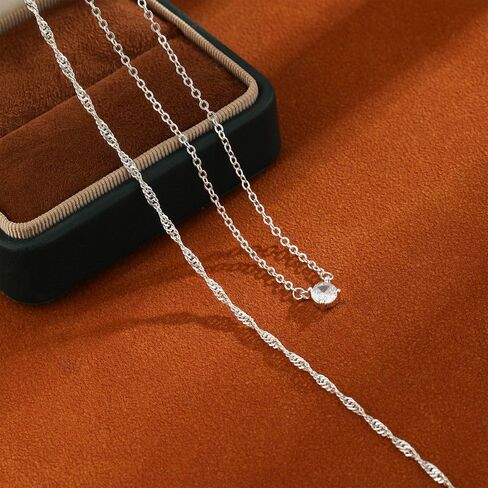 Gold Necklace for Women 14K Gold/Silver Plated Choker Diamond Necklace Set for Women Simple Dainty CZ Gold Chain Trendy Jewelry Accessories in Saudi Arabia