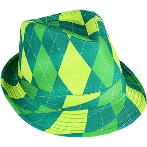 The Dreidel Company Green Plaid/Celic Shamrock St. Patrick's Day Party Accessory, Fedora Hat,Costume Accessories, Party Favor