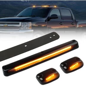 3 PCS Cab Marker Lights for Silverado/Sierra 1500 2500 2500HD 3500 3500HD 2014 2500HD 3500HD 2007-2013, Smoked Lens 3X LED Cab Lights, Cab Top Roof Running Top Lights for Chevy 2500HD, White