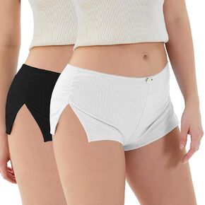 2 Pack Women Y2k Micro Shorts Low Waist Side Slit Mini Lounge Stretch Shorts Pj Bottom