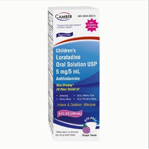 CAMBER Children’s Allergy Medicine, Dye-Free, Non-Drowsy 24h Relief of Sneezing, Runny Nose, Itchy Watery Eyes, Itchy Throat or Nose, Indoor & Outdoor Allergies, Grape Flavor