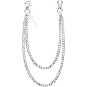 سلسلة السراويل Yolev للرجال Punk Pocket Chain Hip Hop Layer Jean Chain chain accessories y2k accessories men for Jeans Keys Wallet Biker Motorcycle (Silver)