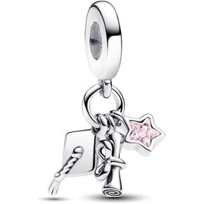925 Sterling Silver Charms, Graduation Series 2025 Enamel Heart, Cap Star Charm Fit Pandora Bracelets Make DIY Jewellery Gifts for Women