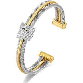 أساور ليلي والذهب الأبيض للنساء مع زركون مكعب Zircon الأنيق Bangle Bangle Bracelet Boho Boho Open Open Fashion Summer Summer Bracelet Swelet Jewelry