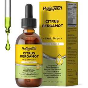 Citrus Bergamot Liquid Drops, High Absorption Citrus Bergamot Supplement Drops for High Cholesterol, Antioxidant, Overall Health, Enhanced with Vitamins, CoQ10, 2 Fl Oz