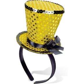 Gold Mini Top Hat Headband Fascinator Tea Party Headpiece for Women Lady Gril 1920s Gatsby Party Costume Accessory