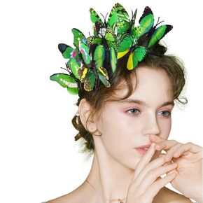 عصابات Deeka Butterfly Hats Hat Women Butterfly Crown Crown Crown For Women and Girls -L Green