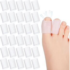30Pcs Toe Sleeves Protectors Toe Tubes Pinky Toes Covers Pads for Hammer Toes Small Gel Corn Protectors, Soft Gel Protector Cushions