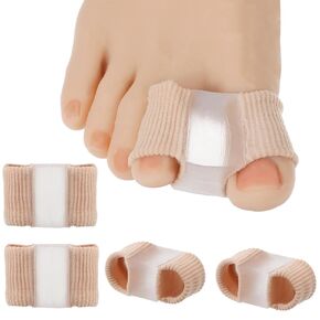 4Pcs Gel Bunion Toe Separators Silicone Toe Spacers Lining with Fabric Breathable Correctors for Overlapping for Overlapping Big Alignment Corrector Spacer Protector Women Men Relieve Foot Pain