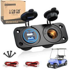 10L0L 12V مقبس USB مزدوج ، منفذ مقبس سجائر ولاعة السجائر في Yamaha ، Ezgo ، Club Car Golf Cart ، UTV ، Boat ، RV ، سيارة ، شاحنة