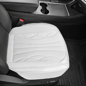 2 Pack Fit Tesla White Bottom Seat Cover for Model Y/3, Luxury Nappa Leather Waterproof Car Front Seats Cushion Protector for Model 3/Y 2020 2021 2022 2023 2024