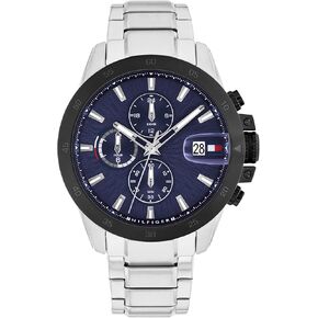 ساعة Tommy Hilfiger للرجال الديناميكي-الكوارتز متعدد الوظائف ، علبة الفولاذ المقاوم للصدأ ، والاتصال الهاتفي الشعاعي مع العينين الفرعية المكسوة بالقرص المضغوط ، وفهارس مدبب ، نافذة تاريخ مكبرة ، سوار رابط-هدية له