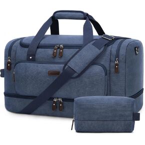 حقيبة Zomfelt Duffle for Travel ، 40L Canvas أكياس القراصنة القراصنة للرجال ، ومقاومة للماء حقيبة Weekender مع حقيبة وثبات في الأحذية ، وحملة على حقائب الأمتعة للسفر ، وال صاميل ، أسود ، أسود
