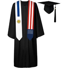 72 Inch Uruguay Flag and USA Flag Graduation Sash Unisex Adults Graduation Stole Scarf International Class of 2025 (Not Include Baccalaureate Gown and Hat)