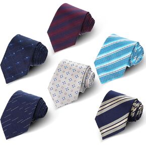 Mens Ties, Ties for Men Casual Business Necktie 6PCS Set, Blue Tie Necktie Woven Jacquard Neckties Men's Tie Sets