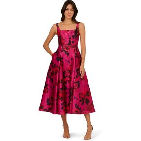 Adrianna Papell Women's Rose Jacquard Ankle Dress
