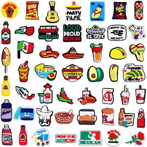 50pcs Mexican Shoes Charms for Women Men Teens Boys Girls, Shoe Decorations Charms for Clogs Sandals and Shoes, Accessories Shoe Charms Pack for Kids Adults Party Favor
