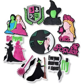 Witch Shoe Charms Set, 10 Pcs Pink and Green Witch Shoe Charms Aesthetic for Women Kids Party Favor