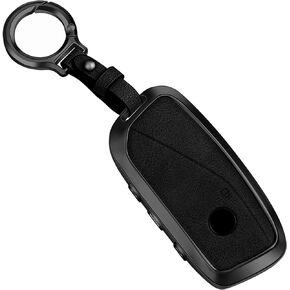 Key Fob Cover Case Leather Compatible for BMW 2025 2024 2023 5/7 Series , X5, X6, X7,X2, X5M,I5,I7，XM,2022-2023 IX, Black Keychain for Women Men