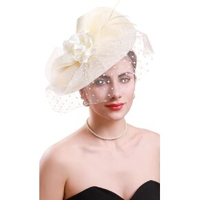 Cizoe Fascinator Hats for Women Derby Headpiece Tea Party Hats with Veil
