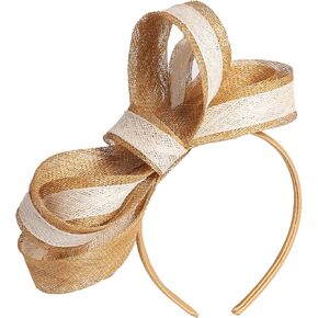 F FADVES Womens Sinamay Stripe Fascinator Cocktail Dress Headband and Hair Clip Tea Party Headwear