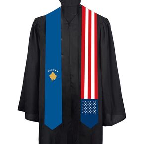 Kosovo and America National flag Graduation sash adult Stole Sash for International study students