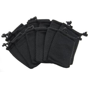 Nylon Mesh Drawstring Bag, 5 x 3.5 Inch Small Storage Pouch String Bags for Mini Stuff MP3 Charger Earphone Key (Black, 5x3.5 Inch-12Pcs)