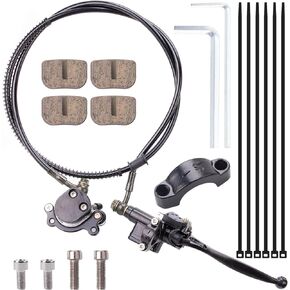 JINGKE 50 Inch Upgraded Hydraulic Brake Master Cylinder Caliper With Brake Pad Assembly Hose Tube for 97cc 2.8HP Baja Doodle Bug DB30 Blitz Dirt Bug Racer Mini Bike Motorsports Go Karts（silver）